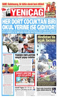 Yeniçağ Gazetesi Manşeti