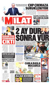 Milat Gazetesi Manşeti