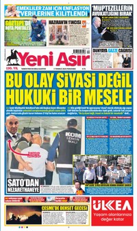 Yeni Asır Gazetesi Manşeti