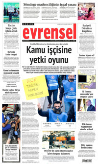 Evrensel Gazetesi Manşeti