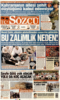 Sözcü Gazetesi Manşeti