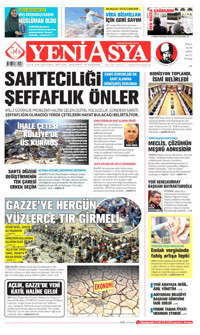 Yeni Asya Gazetesi Manşeti