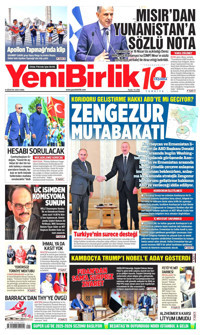 YeniBirlik Gazetesi Manşeti