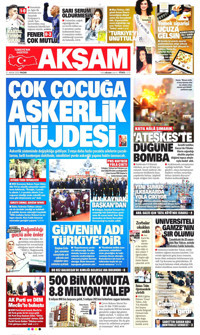 Akşam Gazetesi Manşeti