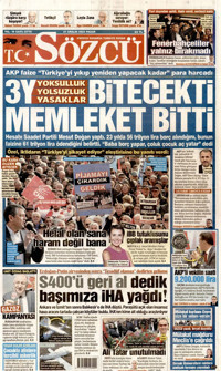 Sözcü Gazetesi Manşeti