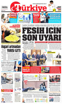 Türkiye Gazetesi Gazetesi Manşeti