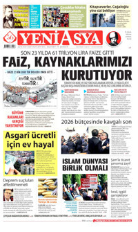 Yeni Asya Gazetesi Manşeti
