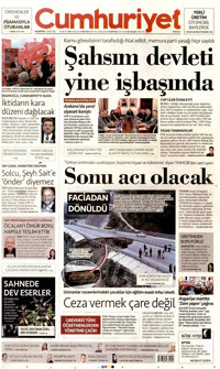 Cumhuriyet Gazetesi Manşeti