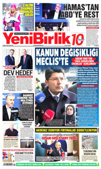 YeniBirlik Gazetesi Manşeti