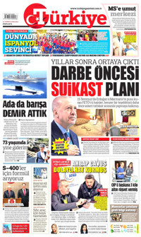 Türkiye Gazetesi Gazetesi Manşeti