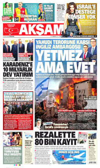 Akşam Gazetesi Manşeti