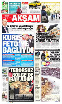 Akşam Gazetesi Manşeti
