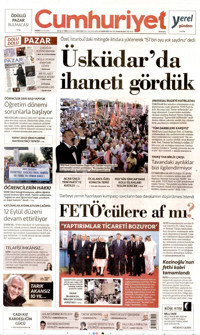 Cumhuriyet Gazetesi Manşeti