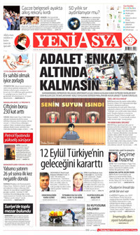 Yeni Asya Gazetesi Manşeti