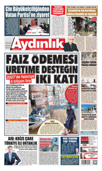 Aydınlık Gazetesi Gazetesi Manşeti