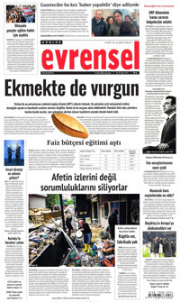Evrensel Gazetesi Manşeti
