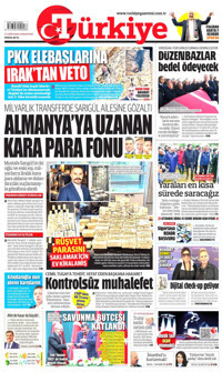 Türkiye Gazetesi Gazetesi Manşeti