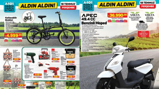 A101 18 Temmuz 2024 indirimli ürünler listesi yayımlandı! Çim biçme makinesi, katlanabilir bisiklet ve benzinli moped indirimde