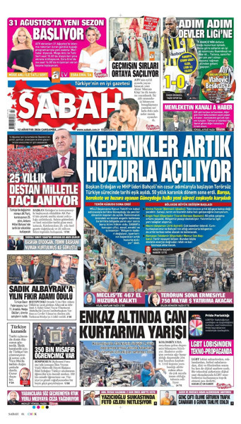 Gazete manşetleri 12 Ağustos Çarşamba - Resim: 4