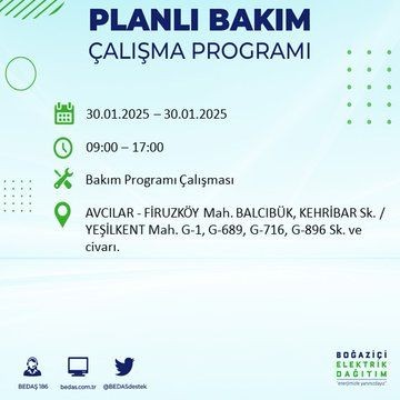 İstanbul'da 20 ilçede elektrikler kesilecek! 30 Ocak 2025 İstanbul'da elektrik kesintileri: Bakırköy, Avcılar, Silivri... - Resim: 70