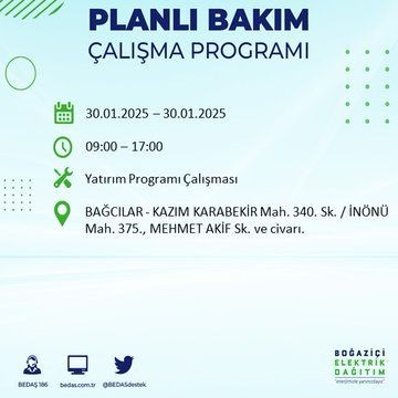 İstanbul'da 20 ilçede elektrikler kesilecek! 30 Ocak 2025 İstanbul'da elektrik kesintileri: Bakırköy, Avcılar, Silivri... - Resim: 63