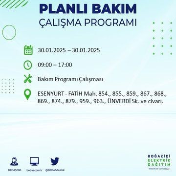 İstanbul'da 20 ilçede elektrikler kesilecek! 30 Ocak 2025 İstanbul'da elektrik kesintileri: Bakırköy, Avcılar, Silivri... - Resim: 38