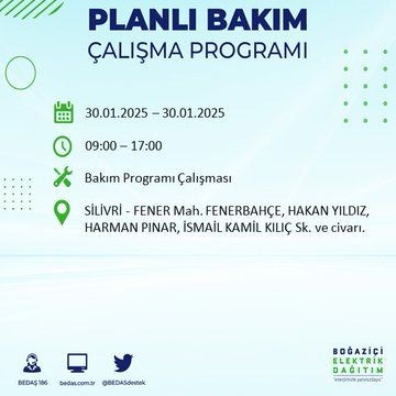 İstanbul'da 20 ilçede elektrikler kesilecek! 30 Ocak 2025 İstanbul'da elektrik kesintileri: Bakırköy, Avcılar, Silivri... - Resim: 11