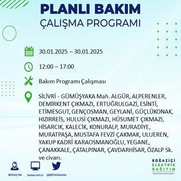 İstanbul'da 20 ilçede elektrikler kesilecek! 30 Ocak 2025 İstanbul'da elektrik kesintileri: Bakırköy, Avcılar, Silivri... - Resim: 12