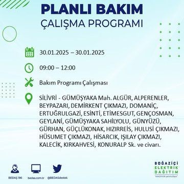 İstanbul'da 20 ilçede elektrikler kesilecek! 30 Ocak 2025 İstanbul'da elektrik kesintileri: Bakırköy, Avcılar, Silivri... - Resim: 10