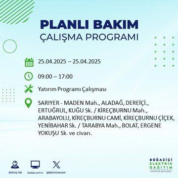 İstanbul Sarıyer'de elektrik kesintisi yaşanacak! - Resim: 2