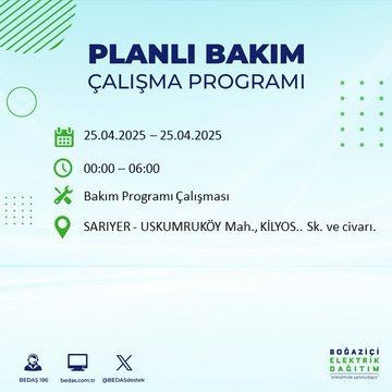 İstanbul Sarıyer'de elektrik kesintisi yaşanacak! - Resim: 4