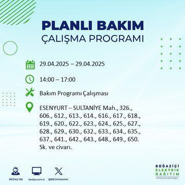 22 ilçe etkileniyor: Silivri, Sarıyer, Esenler... İstanbul'da uzun süreli elektrik kesintisi yaşanacak! 29 Nisan Salı elektrik kesintileri listesi - Resim: 34