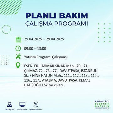 22 ilçe etkileniyor: Silivri, Sarıyer, Esenler... İstanbul'da uzun süreli elektrik kesintisi yaşanacak! 29 Nisan Salı elektrik kesintileri listesi - Resim: 27