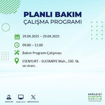 22 ilçe etkileniyor: Silivri, Sarıyer, Esenler... İstanbul'da uzun süreli elektrik kesintisi yaşanacak! 29 Nisan Salı elektrik kesintileri listesi - Resim: 32