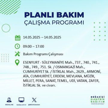 İstanbul'un büyük bölümü karanlığa gömülecek! 14 Mayıs Çarşamba elektrik kesintileri listesi - Resim: 35
