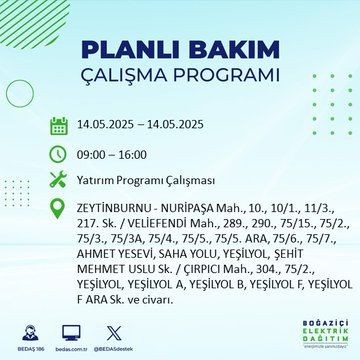 İstanbul'un büyük bölümü karanlığa gömülecek! 14 Mayıs Çarşamba elektrik kesintileri listesi - Resim: 73