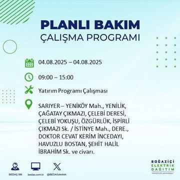 İstanbul'un büyük bölümü karanlıkta kalacak! 4 Ağustos 2025 Pazartesi elektrik kesintileri listesi - Resim: 21