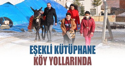 Eşekli kütüphane köy yollarında