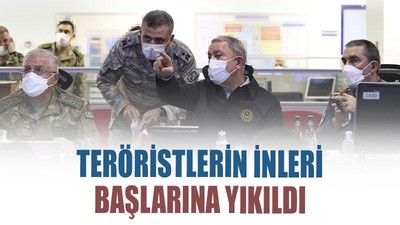 Teröristlerin inleri başlarına yıkıldı