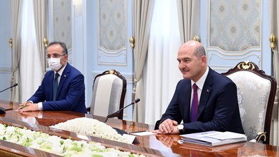 İçişleri Bakanı Soylu, Özbekistan Cumhurbaşkanı Mirziyoyev ile görüştü