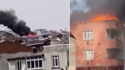İstanbul Avcılar'da üç katlı binanın çatısında yangın!