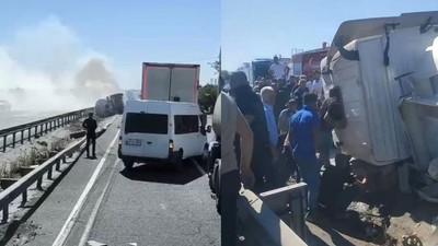 Mardin’de feci kaza! Akaryakıt tankeri devrildi: 1 ölü, 1 yaralı