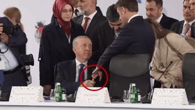 Erdoğan ve Macron'un el sıkışması gündem oldu!