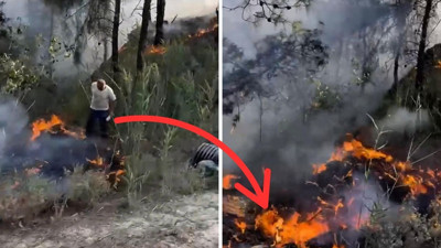 Pet şişeyle orman yangınına koştu! Sakarya’da insanüstü çaba