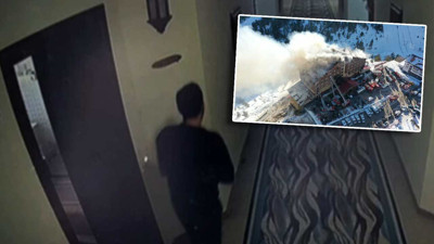 Kimseyi uyarmadan kaçmışlar! Otel sahibinin yangından kaçış görüntüleri ortaya çıktı