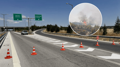 Yangın büyüdü, otoyolu trafiğe kapatıldı!