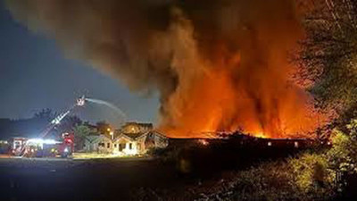Sakarya'da boya fabrikasında yangın!