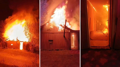 Amasya Suluova'da bağ evi alev alev yandı!