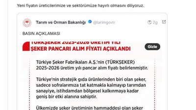 Şeker pancarı alım fiyatı belli oldu