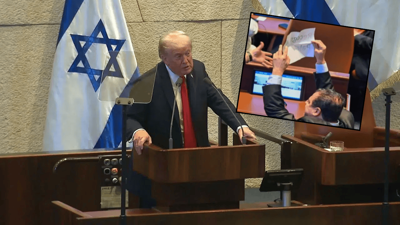 Trump, İsrail Meclisi'nde protesto edildi